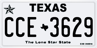 TX license plate CCE3629