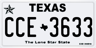 TX license plate CCE3633