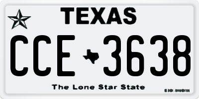 TX license plate CCE3638