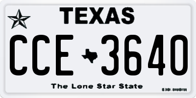 TX license plate CCE3640