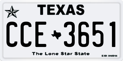 TX license plate CCE3651