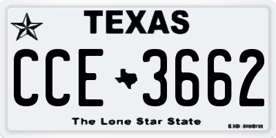 TX license plate CCE3662
