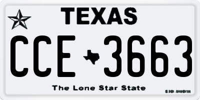 TX license plate CCE3663