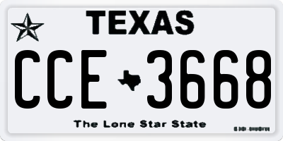 TX license plate CCE3668