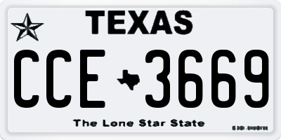 TX license plate CCE3669