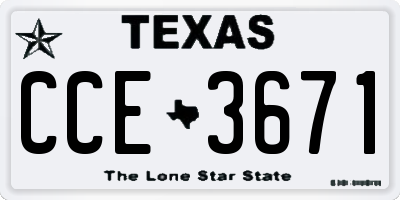 TX license plate CCE3671