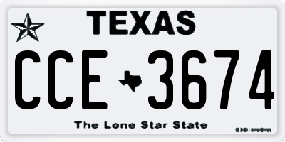 TX license plate CCE3674