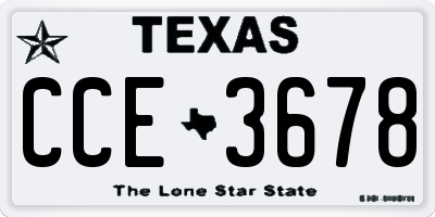TX license plate CCE3678