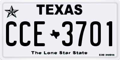 TX license plate CCE3701