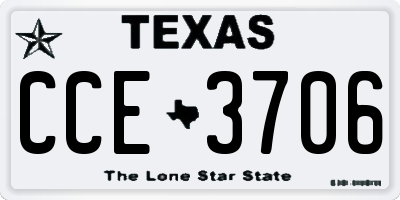 TX license plate CCE3706