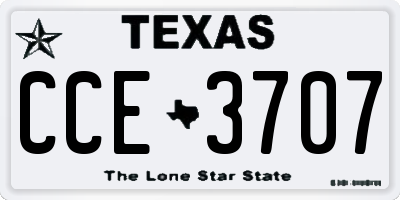 TX license plate CCE3707