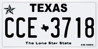 TX license plate CCE3718