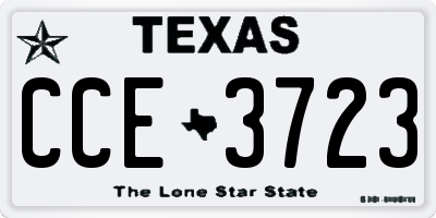 TX license plate CCE3723