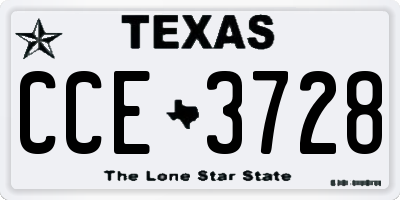 TX license plate CCE3728