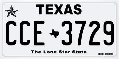 TX license plate CCE3729