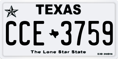 TX license plate CCE3759