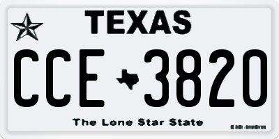 TX license plate CCE3820