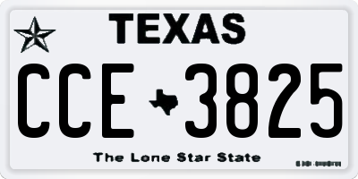 TX license plate CCE3825