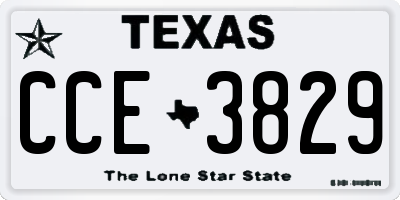 TX license plate CCE3829