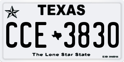TX license plate CCE3830