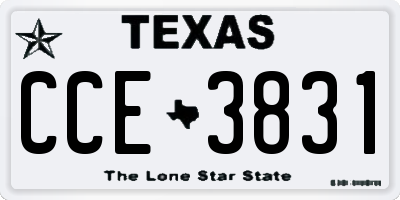 TX license plate CCE3831