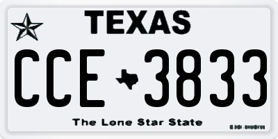 TX license plate CCE3833
