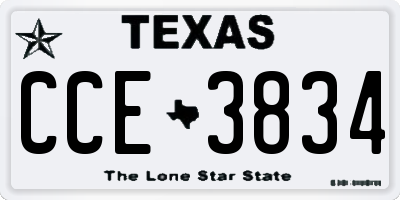 TX license plate CCE3834