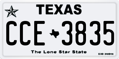 TX license plate CCE3835
