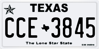 TX license plate CCE3845