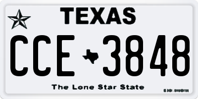 TX license plate CCE3848