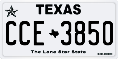 TX license plate CCE3850