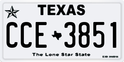 TX license plate CCE3851