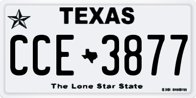 TX license plate CCE3877