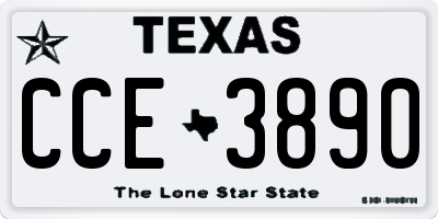 TX license plate CCE3890