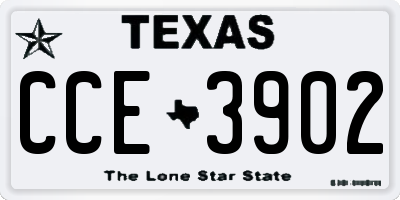 TX license plate CCE3902