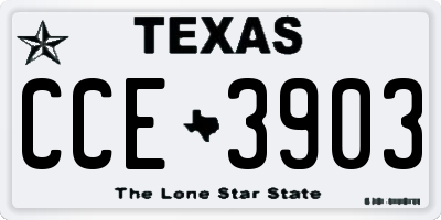 TX license plate CCE3903