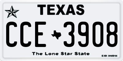 TX license plate CCE3908