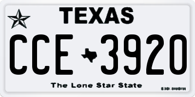 TX license plate CCE3920