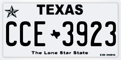 TX license plate CCE3923