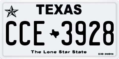 TX license plate CCE3928