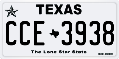 TX license plate CCE3938