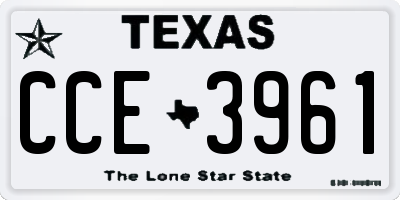 TX license plate CCE3961