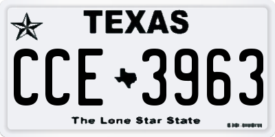 TX license plate CCE3963