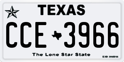 TX license plate CCE3966