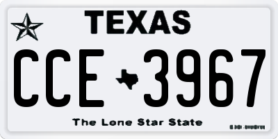 TX license plate CCE3967