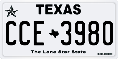 TX license plate CCE3980