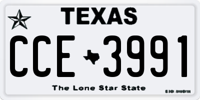 TX license plate CCE3991