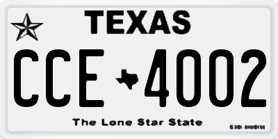 TX license plate CCE4002