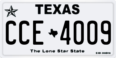 TX license plate CCE4009