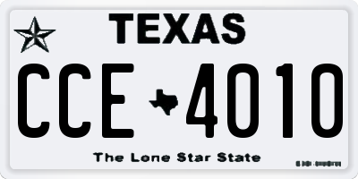 TX license plate CCE4010
